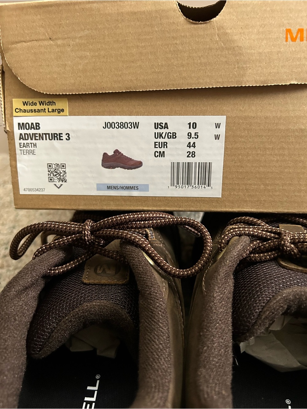 Men’s Merrell Moab 3 Shoes, Wide - Picture 2 of 9